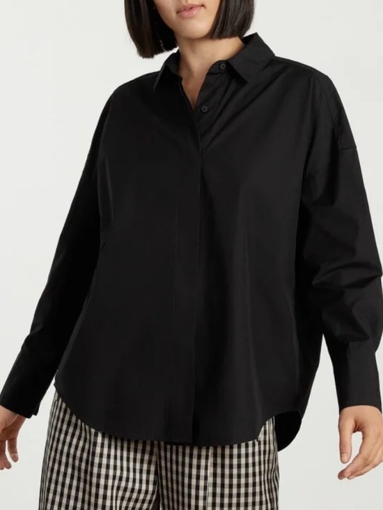 Everlane Tops - Everlane THE OVERSIZED POPLIN SHIRT Classic Black Button-Front Women’s Large